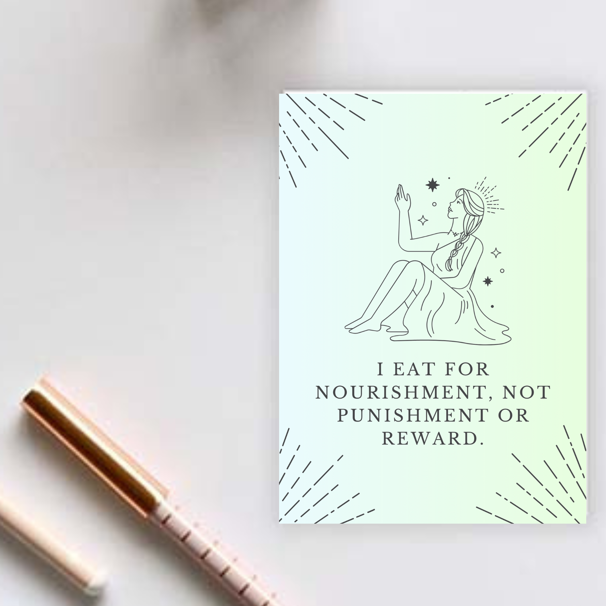 30 Mindful Eating Affirmation Cards - Editable & Customizable on Canva